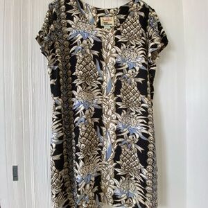 Reyn Spooner Black and Beige Floral Shirt